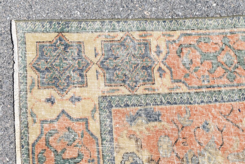Large rug, Vintage rug, 5.3 x 9.1 Ft Handmade Rug, Art deco rug, Organic wool rug, Oushak rug, Saloon rug, Diningroom rug, Carpet RRA0605 image 8