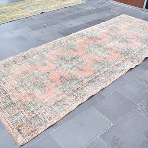 Handmade runner rug, Turkish rug, Vintage rug, Hallway rug, Oushak rug, 4.6 x 11.8 Ft Home decor rug, Wool rug, Natural handmade rug RRA2334