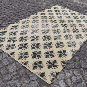 Turkish Rug, Vintage Rug,Turkish Rug 5.2 x 8.5 ft vintage large rug, livingroom rug handmade rug aztec rug oushak rug   wool rug  RR0228