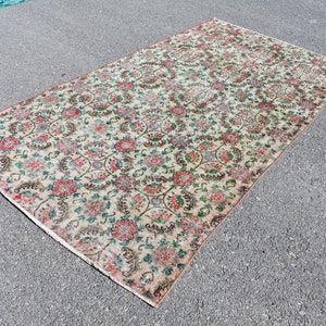 Beige large rug, Vintage rug, Farmhouse rug, Turkish rug, 4.6 x 8.5 ft Handmade rug, Aztec rug, Floral rug, Boho Decor rug, Carpet RRA0386