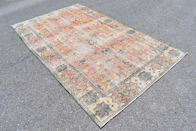 Large rug, Vintage rug, 5.3 x 9.1 Ft Handmade Rug, Art deco rug, Organic wool rug, Oushak rug, Saloon rug, Diningroom rug, Carpet RRA0605 image 3
