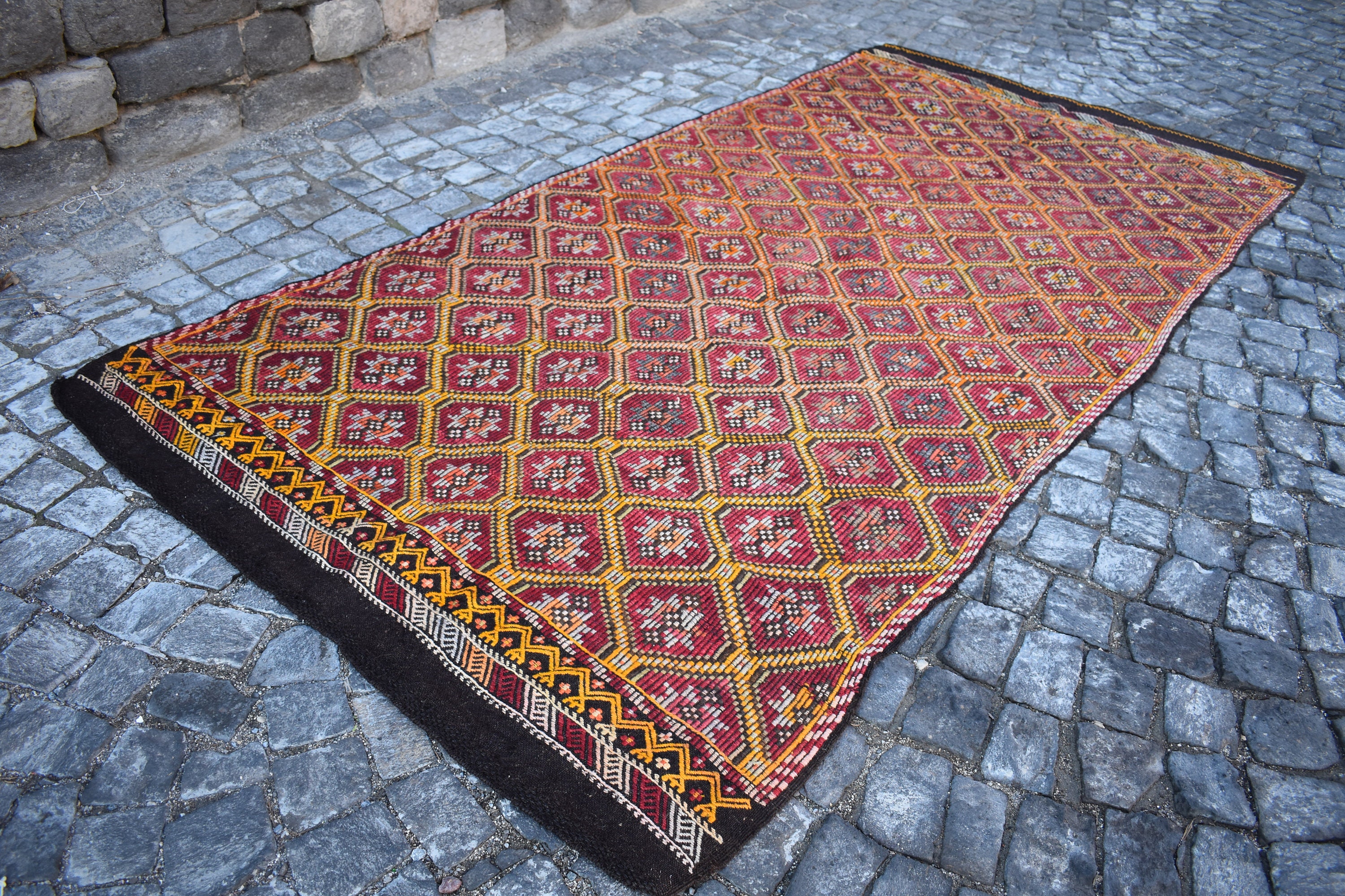 Turkish Rug, Vintage Rug,turkishkilim Rug, Oversize Rug, Aztec
