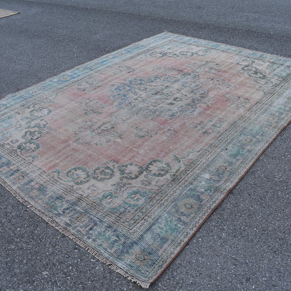 Oriental rug, Handmade rug, Turkish vintage rug, Bohemian decor, Large area rug, Floor rug, Oushak rug, Boho decor rug 6.6 x 9.2 Ft RR4551