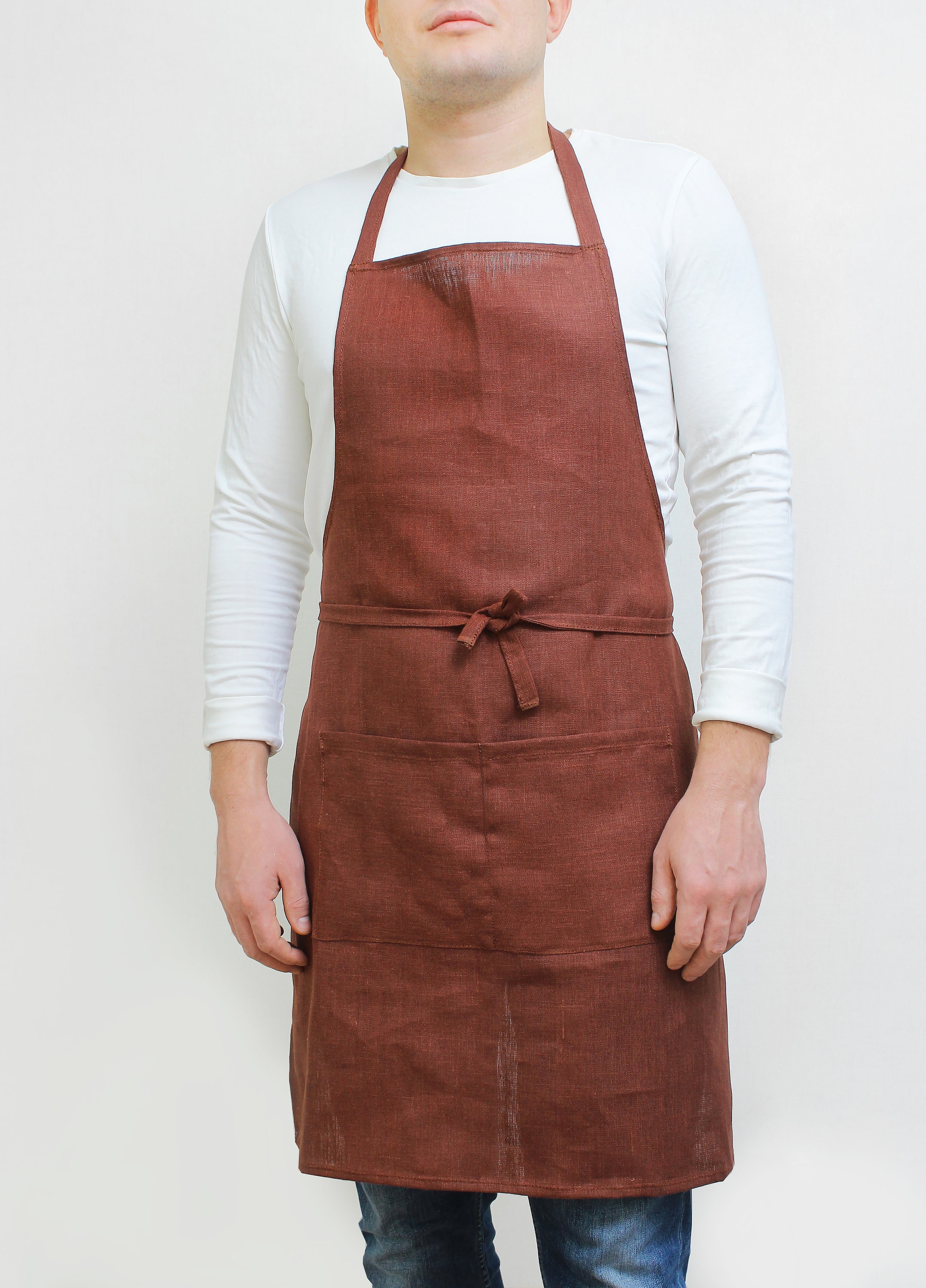 Linen apron for men linen apron with pockets. Gift for him. Etsy