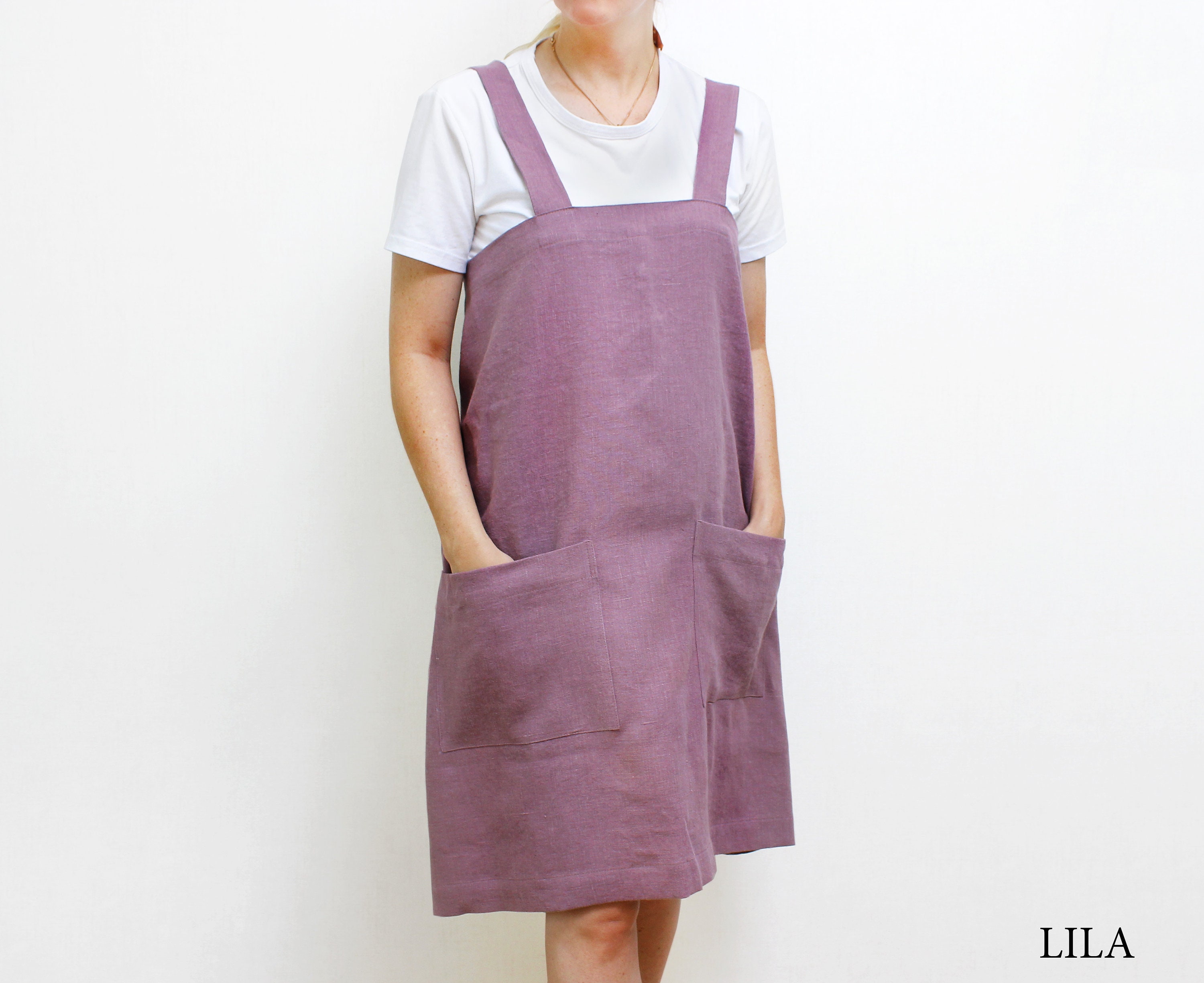 Japanese linen apron linen cross back apron with pockets. Etsy