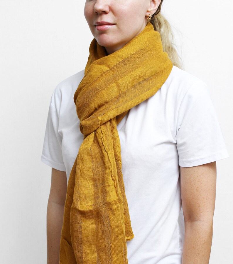 Linen scarf softened washed linen scarf 100 Natural linen Etsy