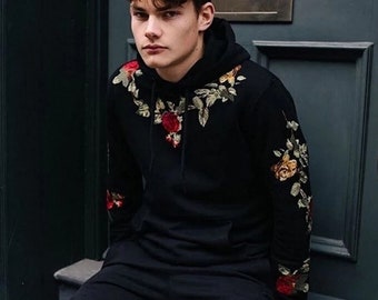 rose print hoodie mens