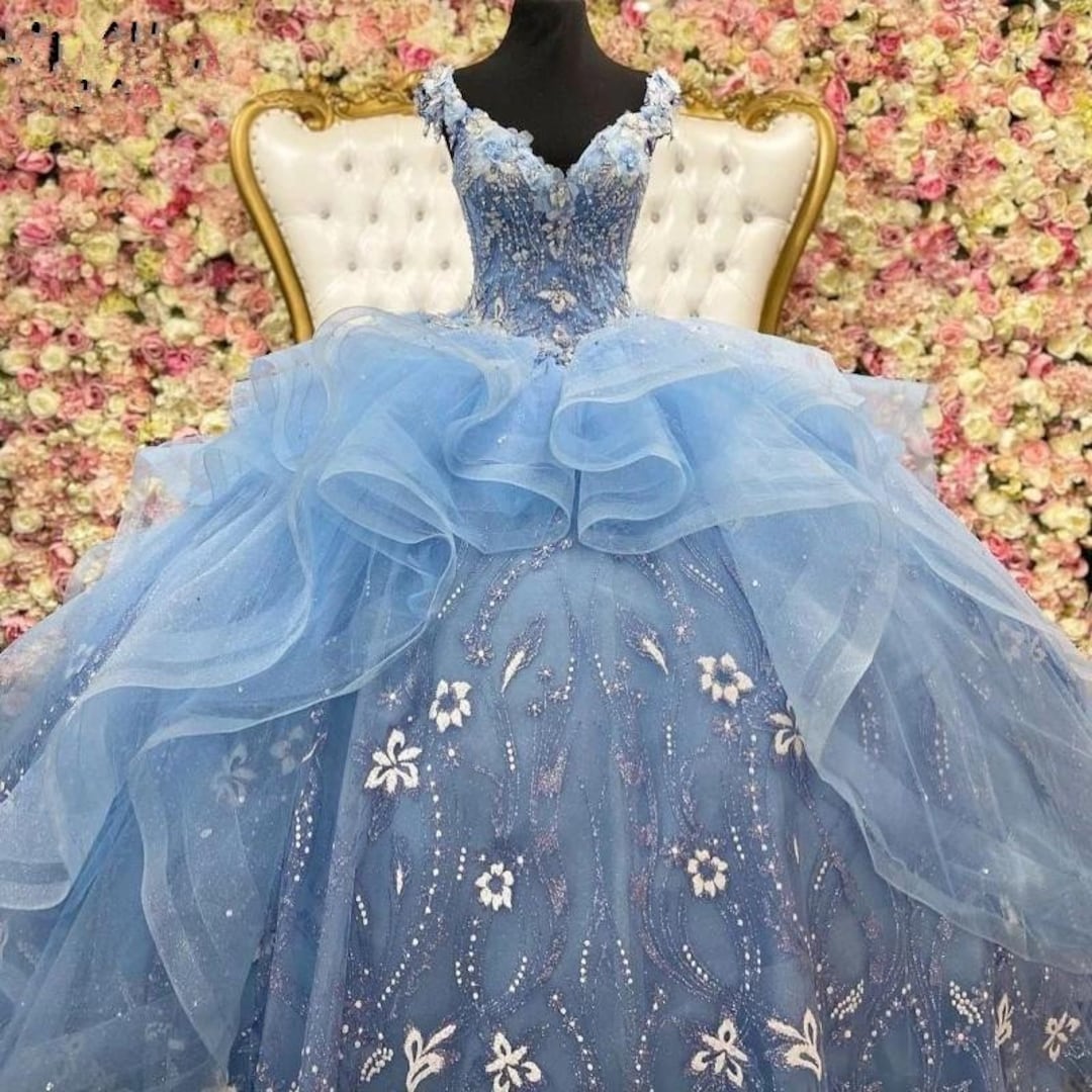 2021 Light Sky Blue Vestidos De 15 Años Quinceanera Dresses Beading ...