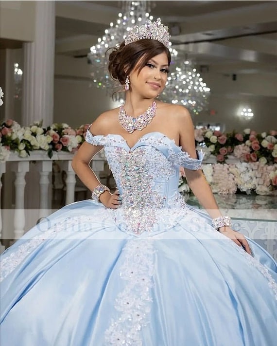 Vestidos De Quinceañera 2024 off Shoulder Sky Blue Appliques Lace Sweet 16  Dress Pageant Gowns Vestido De 15 Anos XV 