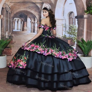 Princess Black Mexican Quinceanera Dresses 2020 With Short - Etsy