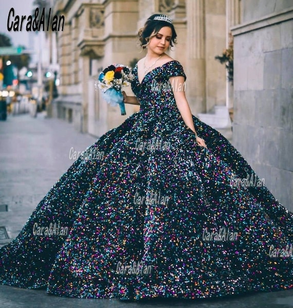 Brillo Coloridos vestidos de quinceañera mexicana lentejuelas - Etsy México Brillo Coloridos vestidos de quinceañera mexicana lentejuelas - Etsy México