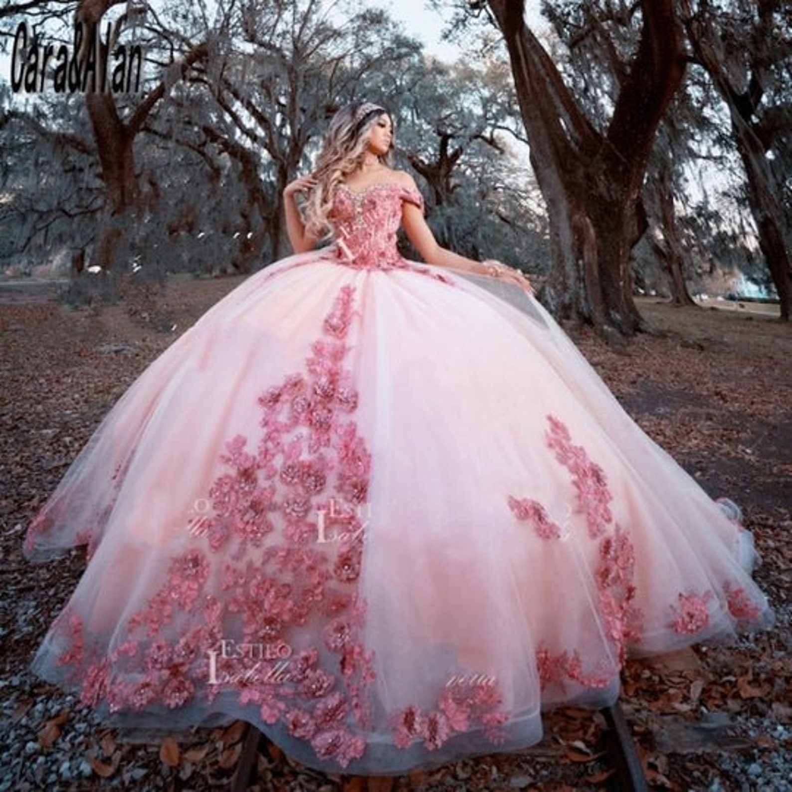 Elegant Floral Quinceanera Dresses Crystal Beading Charro Pink - Etsy