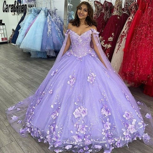 Vestidos de Quinceañera Púrpura Claro Con Cabo 3D Floral - Etsy España Vestidos de Quinceañera Púrpura Claro Con Cabo 3D Floral - Etsy España