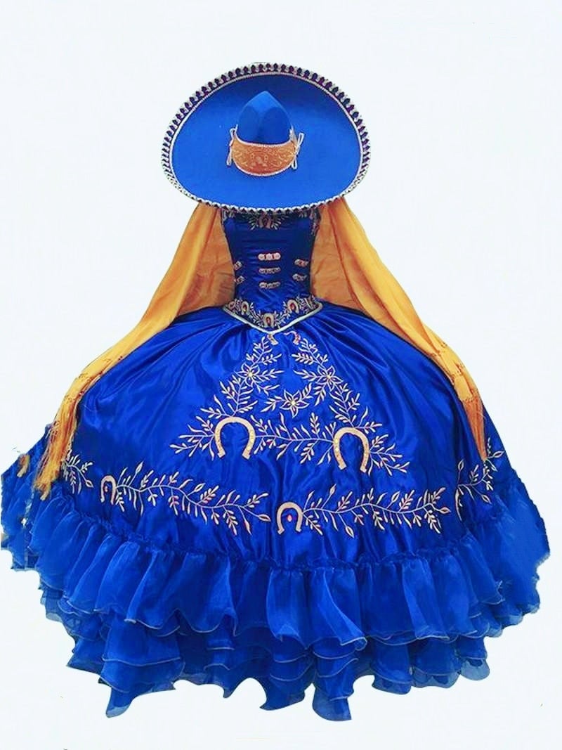2022 Vintage Gold Embroidery Royal Blue Quinceanera Prom - Etsy 2022 Vintage Gold Embroidery Royal Blue Quinceanera Prom - Etsy