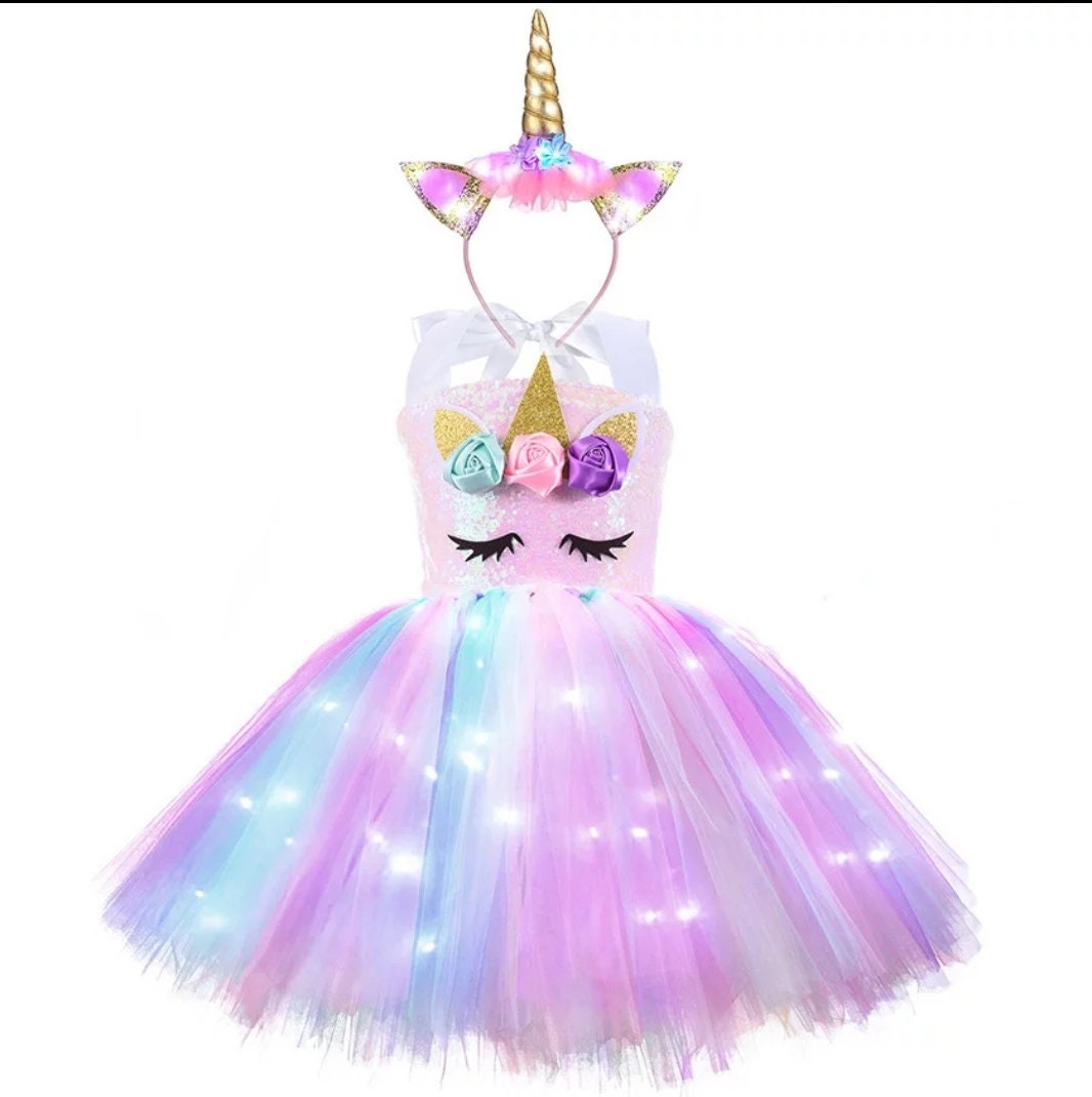 Mini Led Fur Skirt Light Up White Fluffy Tutu Outfit Short Unicorn Rave  Costume