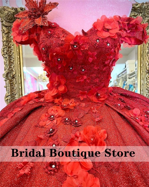 Vestidos de 15 años con flores 3d new arrivals