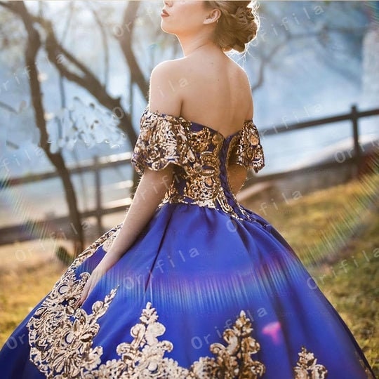 Royal Blue Sweet 16 Quinceanera Dress Sequined Sparkly Lace