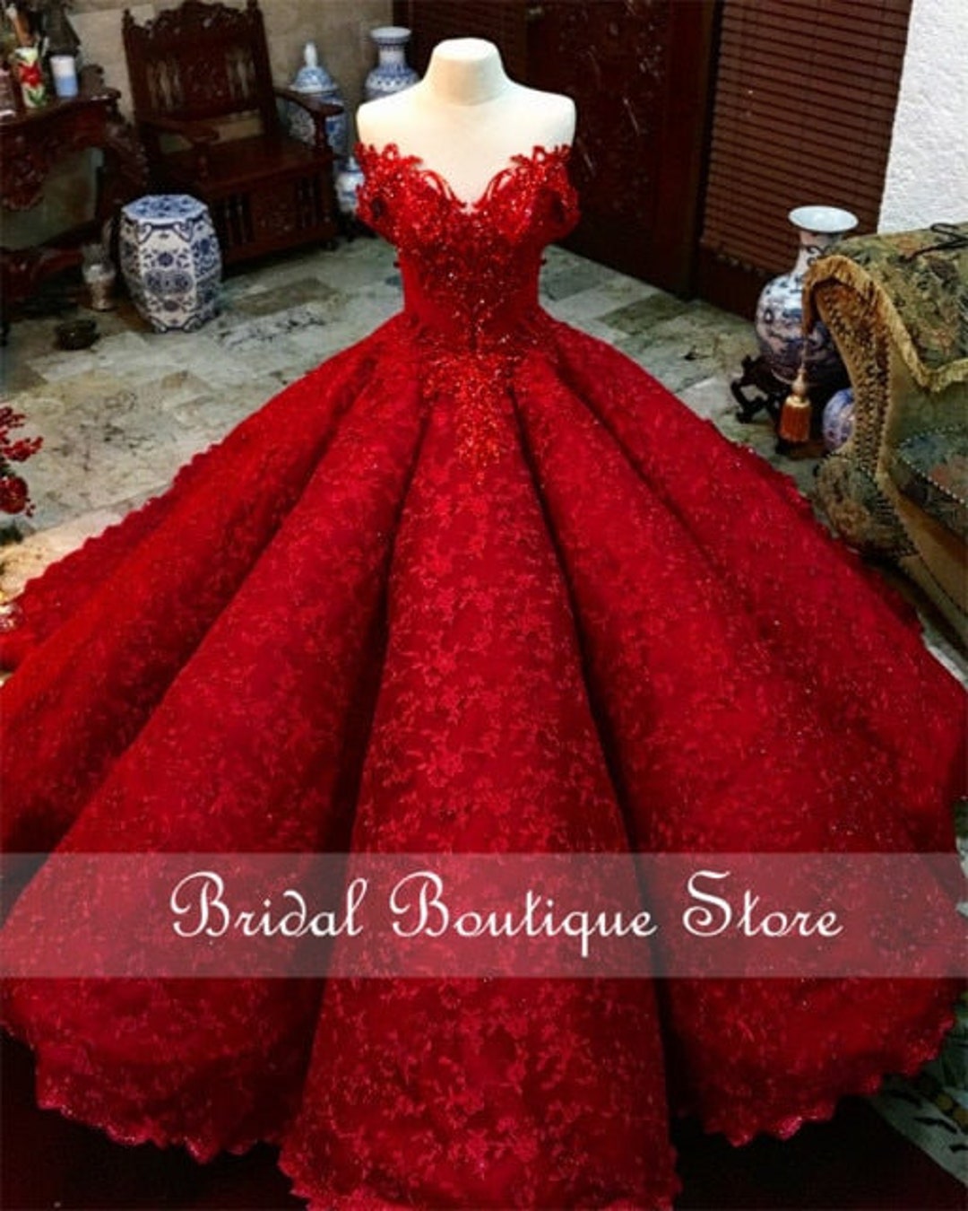 Shop sheer neckline red & black applique ball gown quinceanera dress with  long sleeves from