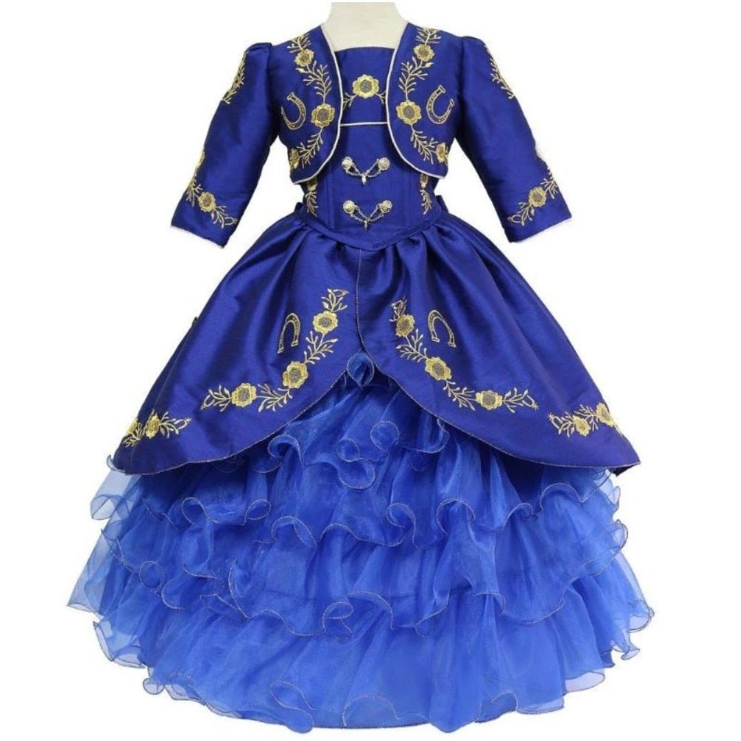 2022 Bordado de oro Royal Blue Charro Vestido de bola Toddler - Etsy España 2022 Bordado de oro Royal Blue Charro Vestido de bola Toddler - Etsy España