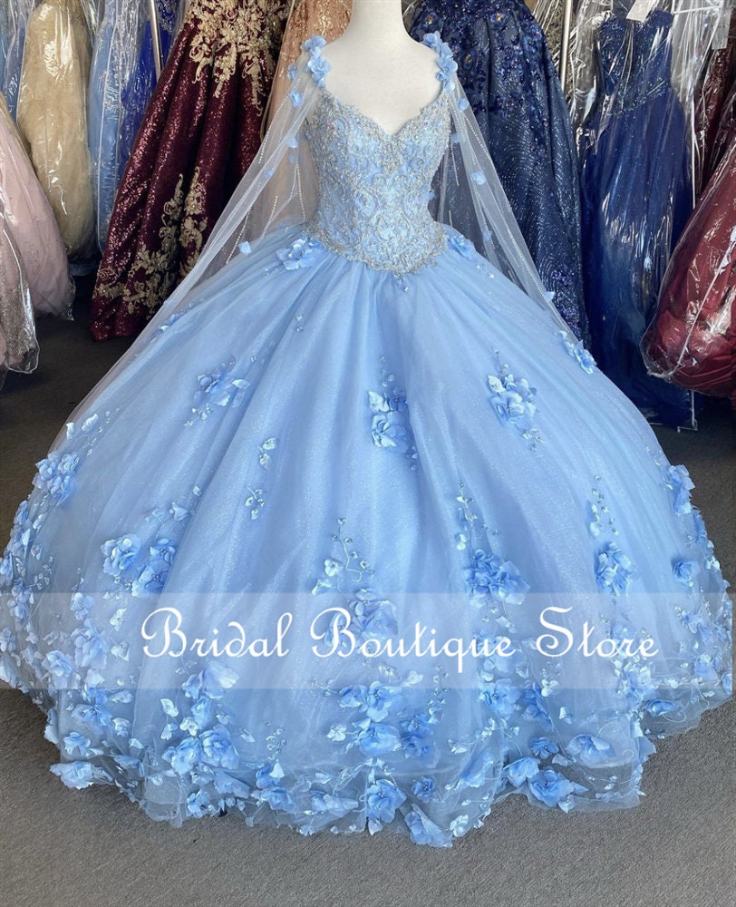 Vestidos de quinceañera azul cielo claro con capa 2021 - Etsy México Vestidos de quinceañera azul cielo claro con capa 2021 - Etsy México