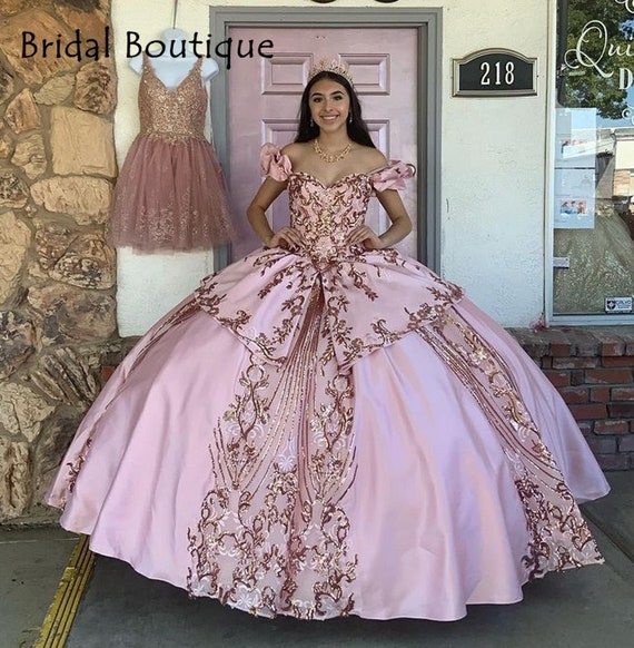 rose gold quinceanera dresses