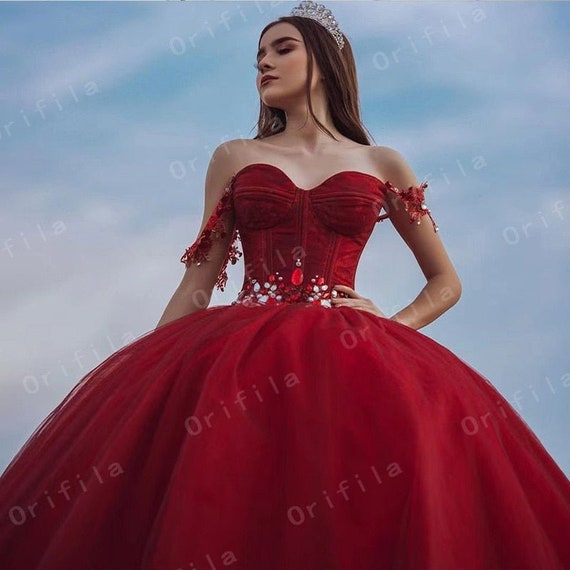 Red Vestidos De Xv Años Quinceanera Dresses Appliqued Credibilidad En Venta  De Vestidos De Quinceaneras Sweet 16 Party Gown 