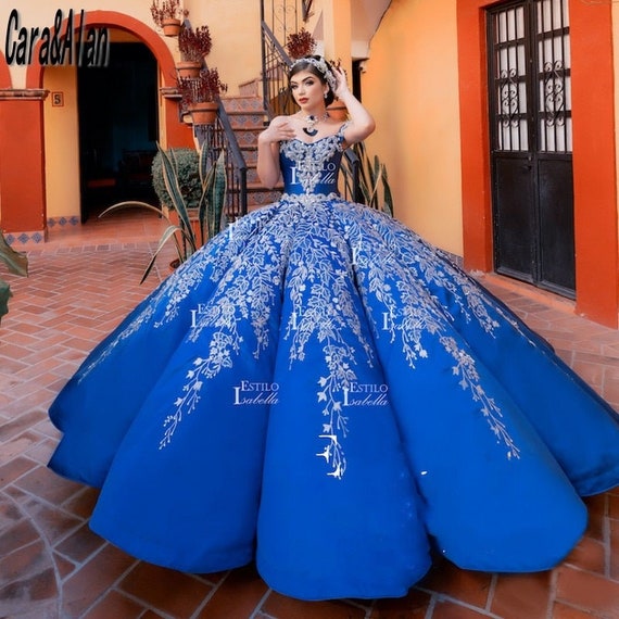 Vestidos de Quinceañera Azul con Bordado de Capa Sweetheart - Etsy México Vestidos de Quinceañera Azul con Bordado de Capa Sweetheart - Etsy México