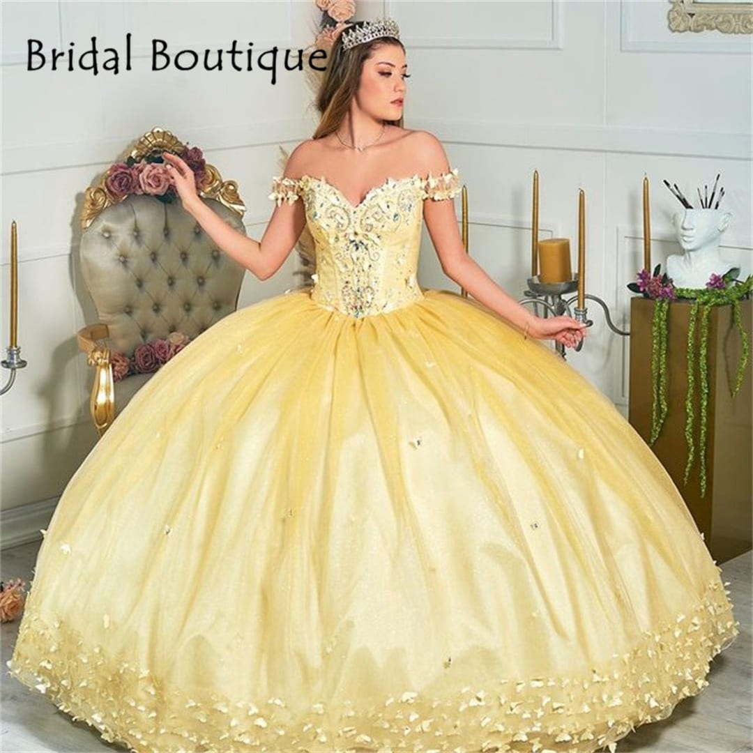 Pastel yellow quinceanera dress cheap