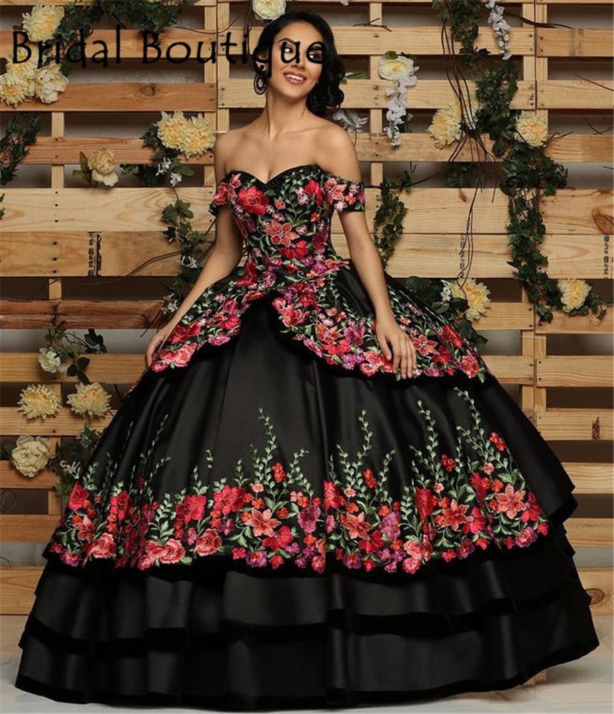 Vestidos de 15 años Vestidos negros de quinceañera con flores - Etsy México Vestidos de 15 años Vestidos negros de quinceañera con flores - Etsy México