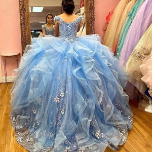 2021 Light Sky Blue Vestidos De 15 Años Quinceanera Dresses Beading ...