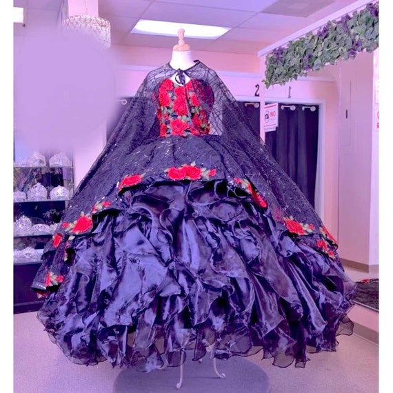 Purple and black store quinceanera dresses
