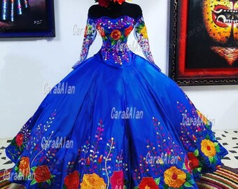 blue charro dress