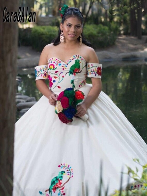Charro Embroidery Quinceanera Dresses off the Shoulder Vestido - Etsy Charro Embroidery Quinceanera Dresses off the Shoulder Vestido - Etsy
