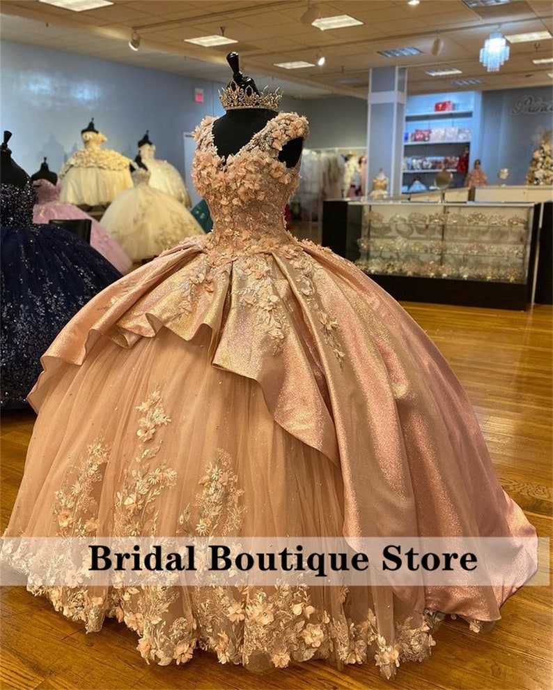 Luxury Champagne Handmade Quinceanera Dress Appliques Crystal Etsy