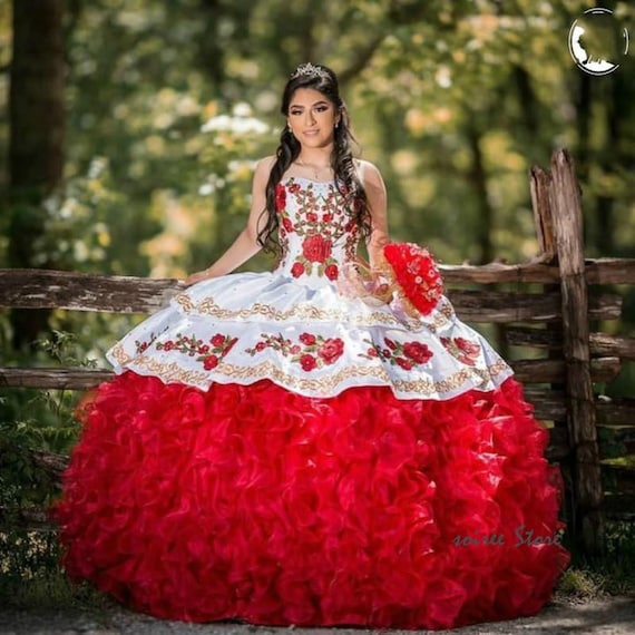 mexican red quinceanera dresses