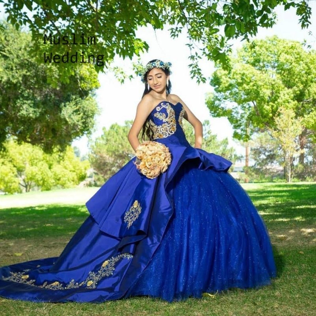 Royal Blue Quinceanera Dresses Mexican Gold Lace Sweet 16 - Etsy Norway Royal Blue Quinceanera Dresses Mexican Gold Lace Sweet 16 - Etsy Norway