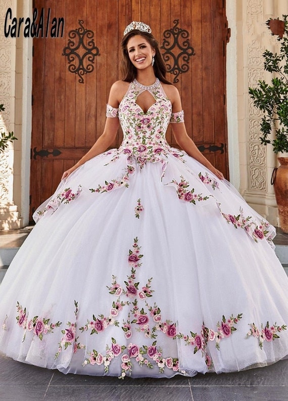 Charro Vestido De XV Años White Quinceanera Dresses With - Etsy Charro Vestido De XV Años White Quinceanera Dresses With - Etsy