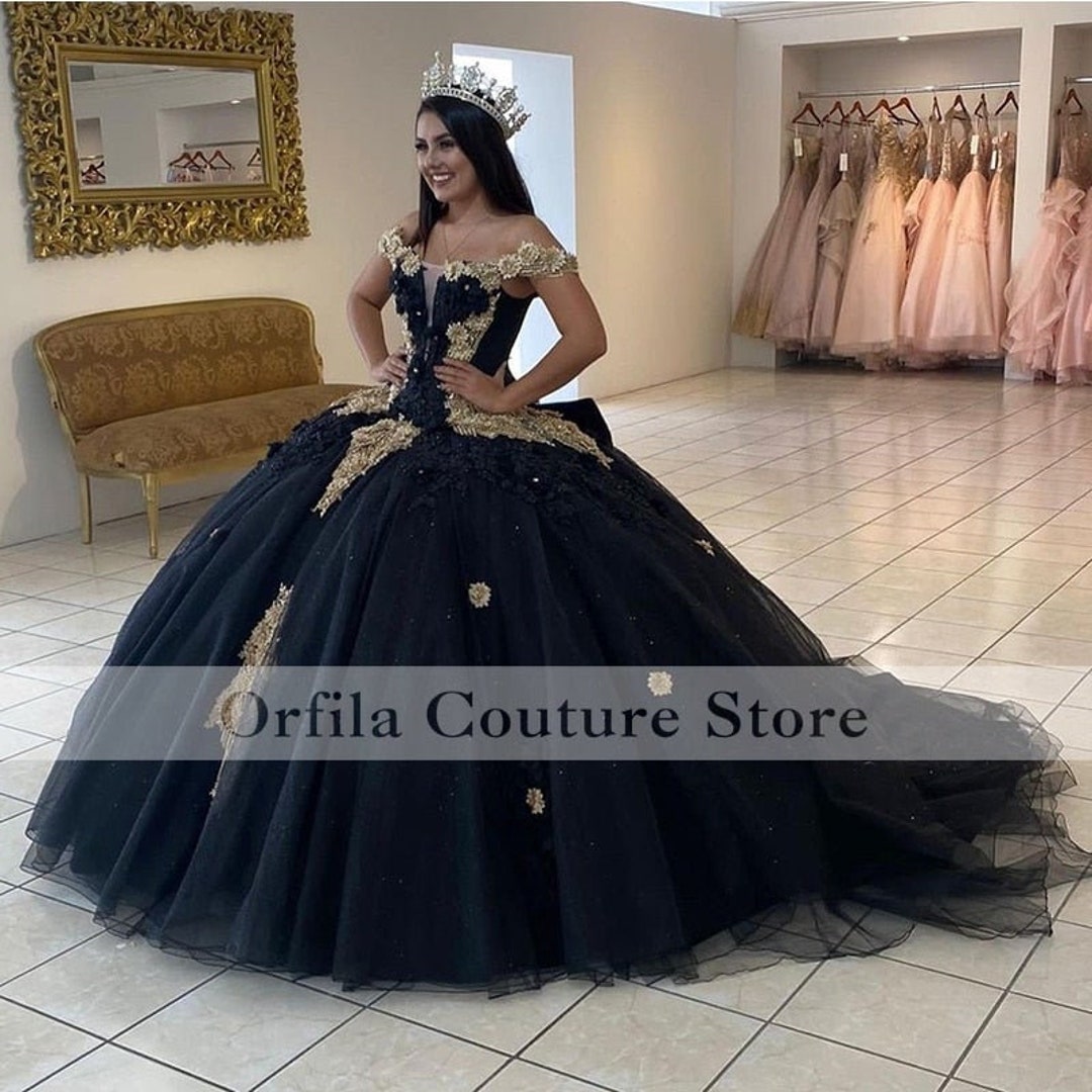 Black Gold Lace Vestido 15 Anos Party Dress 2022 off Shoulder - Etsy Black Gold Lace Vestido 15 Anos Party Dress 2022 off Shoulder - Etsy