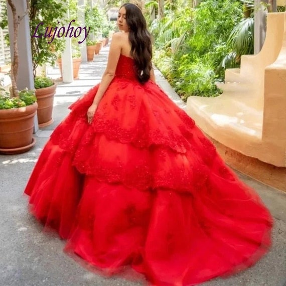 Vestidos rojos quinceañera Vestido baile - España