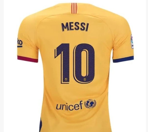 Barca Messi Yellow Amarilla Premium Soccer Jersey | Etsy