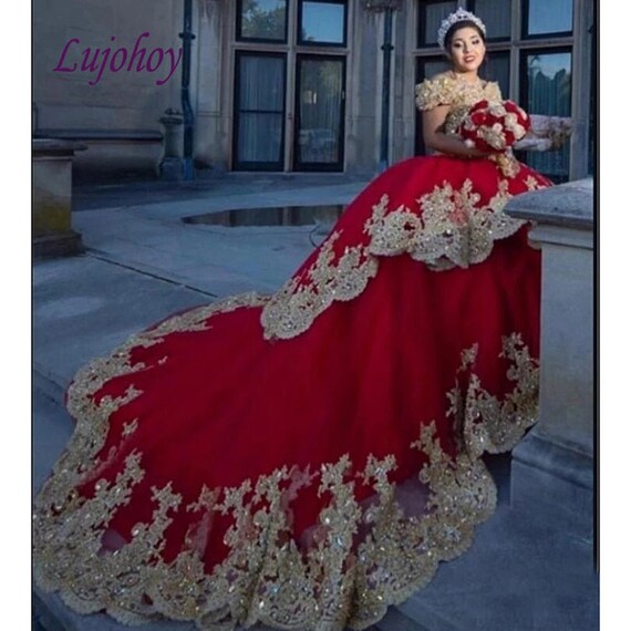 Red and Gold Quinceanera Dresses Ball Gown Mexican Tulle Plus - Etsy Finland Red and Gold Quinceanera Dresses Ball Gown Mexican Tulle Plus - Etsy Finland