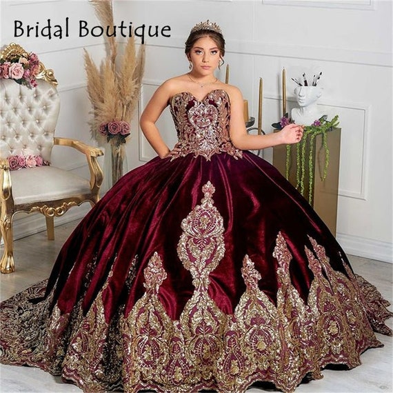 maroon quinceanera dresses