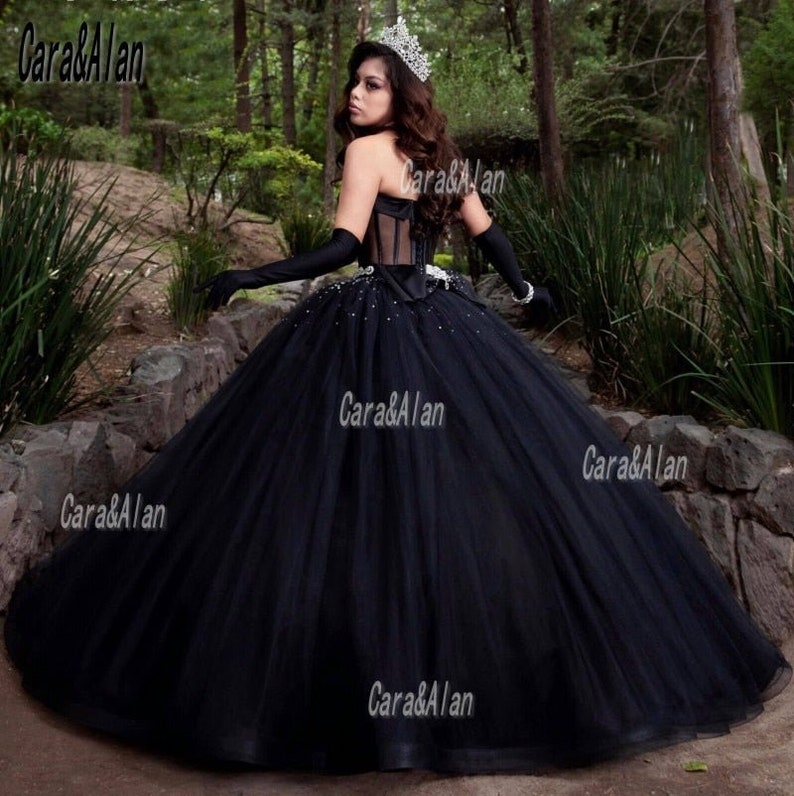Elegant Corset Black Quinceanera Dresses Beading Sweetheart - Etsy
