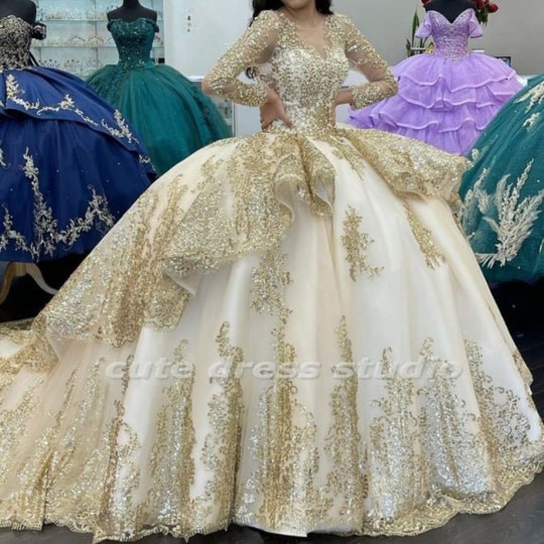 Sparkle Vestidos De 15 Años Gold Sequin Quinceanera Dresses - Etsy Sparkle Vestidos De 15 Años Gold Sequin Quinceanera Dresses - Etsy