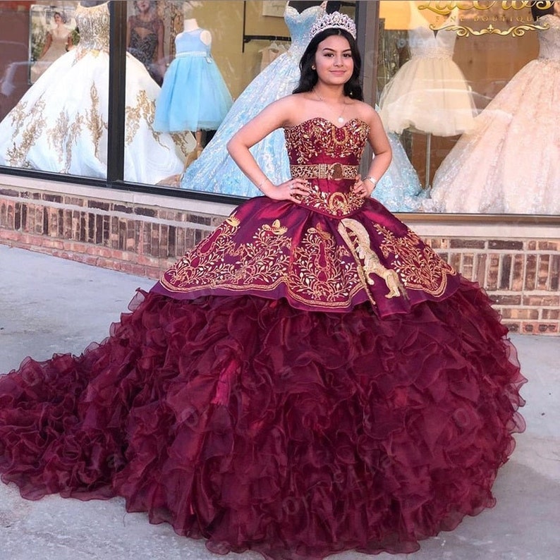 Vestidos De XV Anos Floral Charro Lace Quinceanera Prom Dress - Etsy
