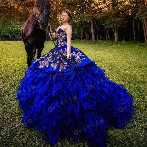 Royal Blue Vestidos De XV Años Quinceanera Dresses Applique Beaded Princess Dresses For 15 Years Birthday Gown Lace Up