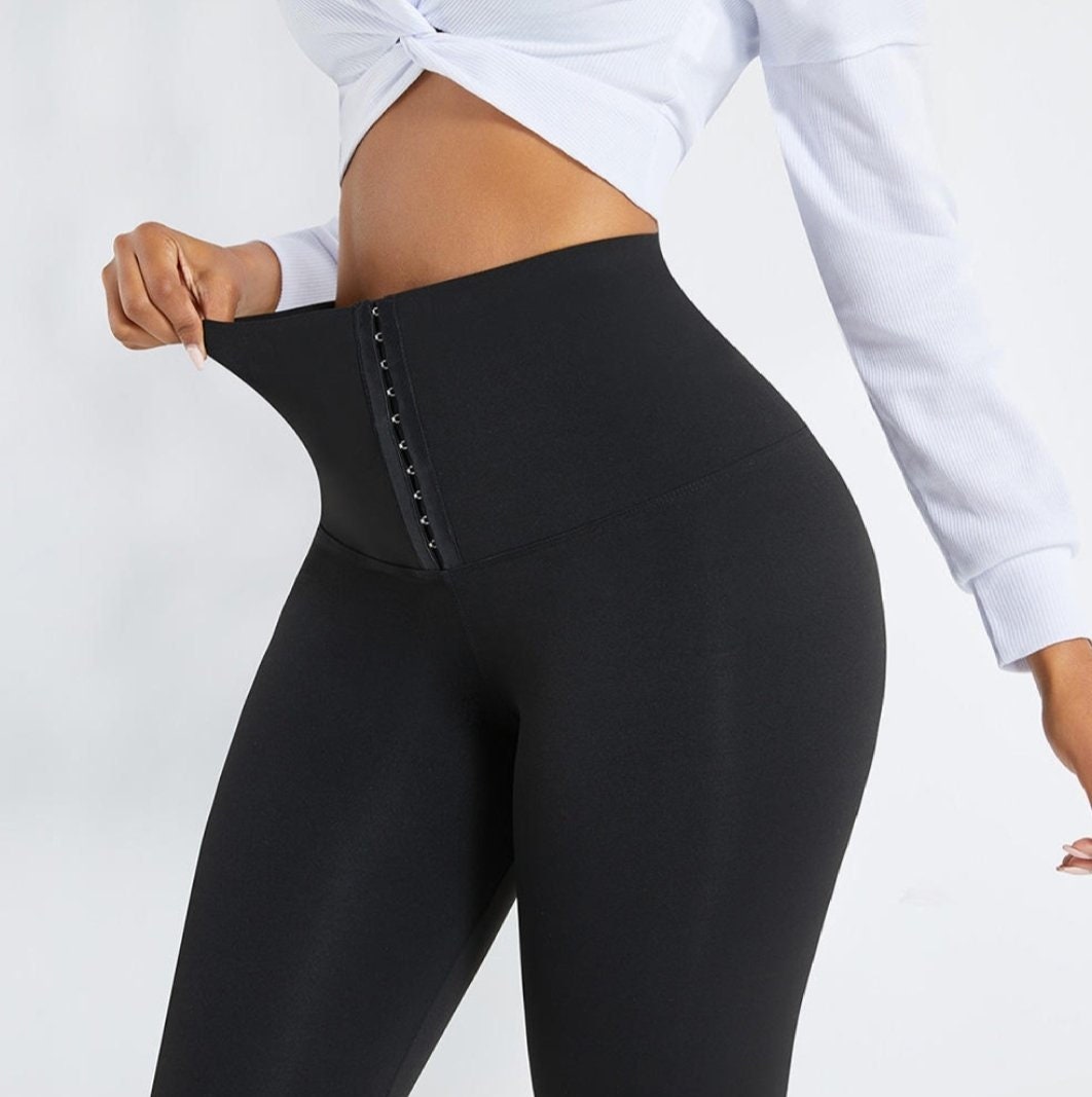 High Waisted Tummy Control Black Yoga Leggings -  Sweden