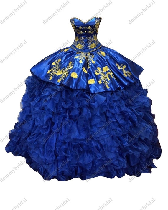 Royal blue clearance quinceanera dresses charro