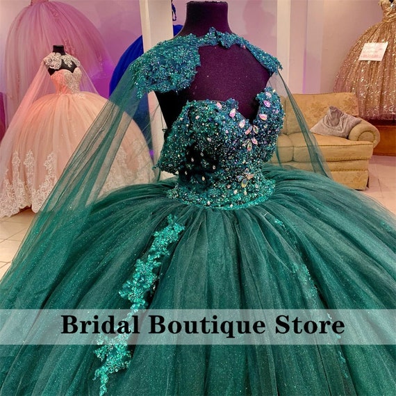 Vestidos de Quinceañera Verde Esmeralda con Apliques de Capa - Etsy España Vestidos de Quinceañera Verde Esmeralda con Apliques de Capa - Etsy España
