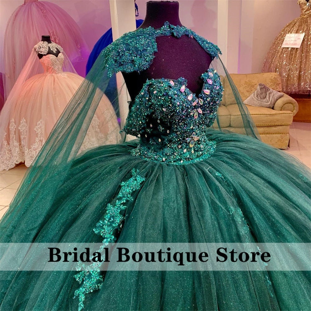 Emerald Green Quinceanera Dresses With Detachable Cape - Etsy Canada Emerald Green Quinceanera Dresses With Detachable Cape - Etsy Canada